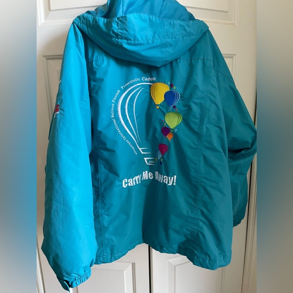 2018 Albuquerque Inter'l Balloon Fiesta Jacket LG Blue Embroidered Carry Me Hood - Picture 12 of 16